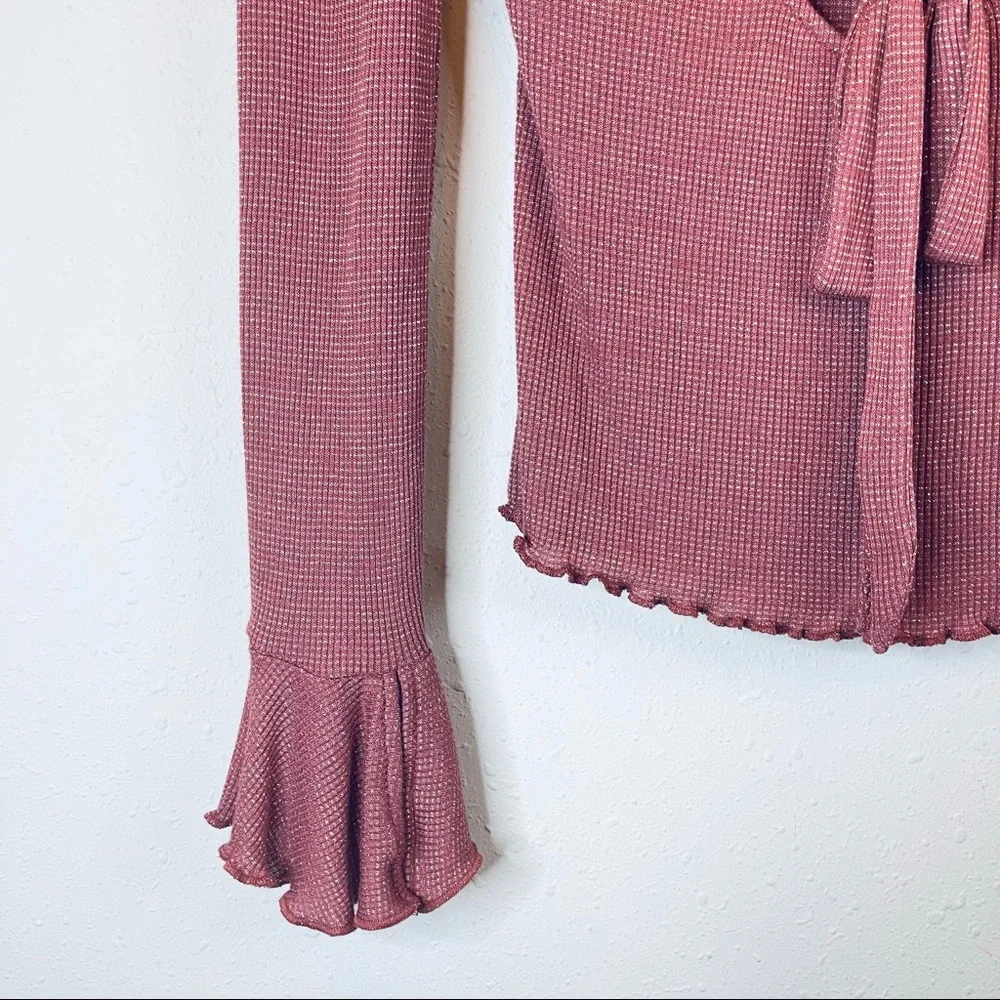 Free People Intimatly Bell Sleeve Cut Off Ruffle Top Size XS NWT